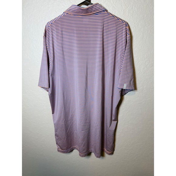 RLX Striped Golf Polo Shirt Mens Short Sleeve Peach Purple Casual Sport - Picture 2 of 3